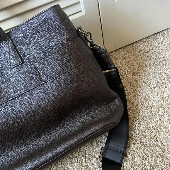 Mark & Graham Leather Briefcase Bag Chocolate Brown Shoulder Side Bag - Picture 14 of 16